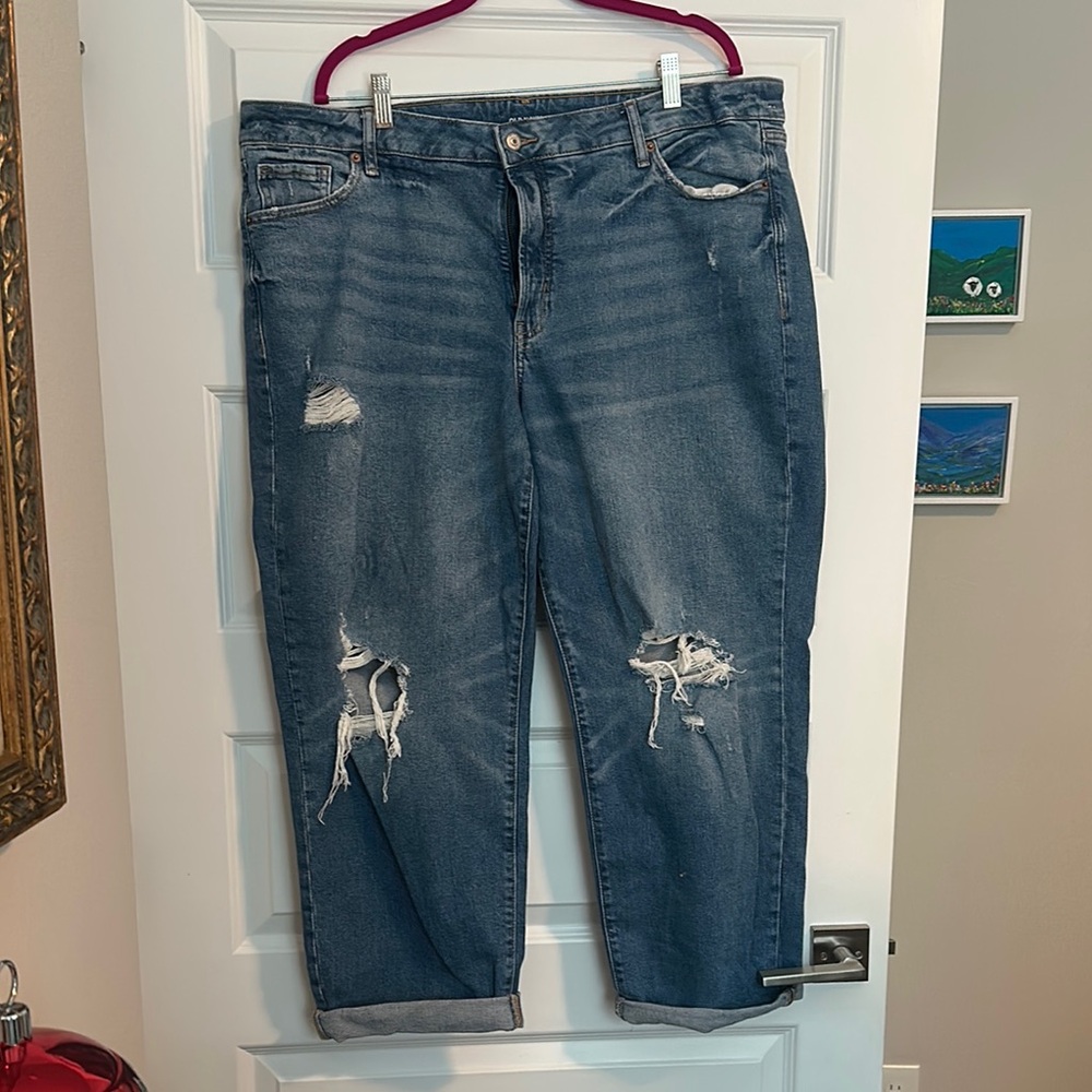Old Navy Women's High Rise Jeans - Distressed Blue Size 20